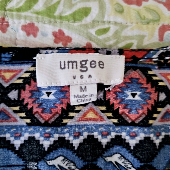 Umgee floral mini dress size M boho southwestern tunic flowy blue orange - Picture 8 of 9